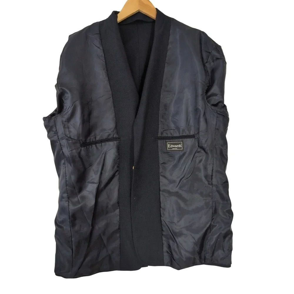 Edwards Blazer Mens 44R‎ Navy Blue 2 Button Single Vent Business Professional